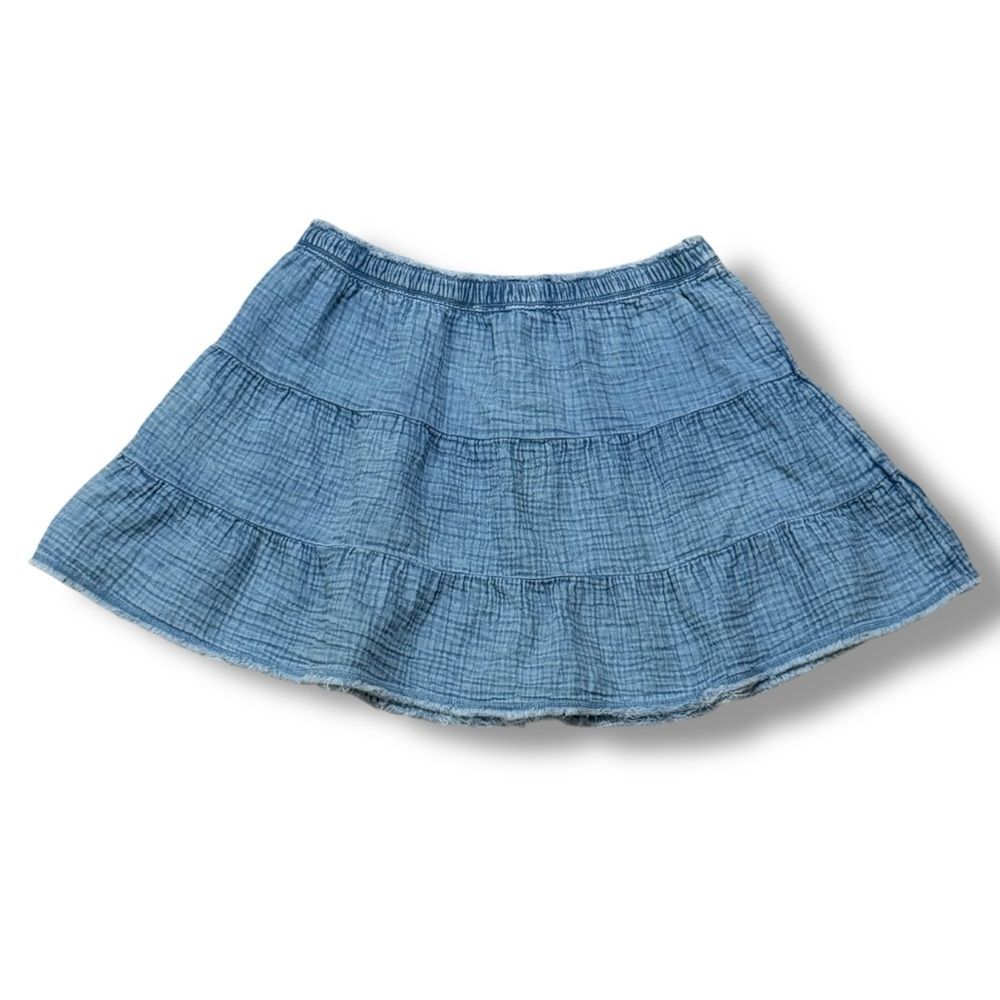 Aerie Blue Mini Skirt Women’s Size Medium Casual Frayed Hem - Picture 4 of 5